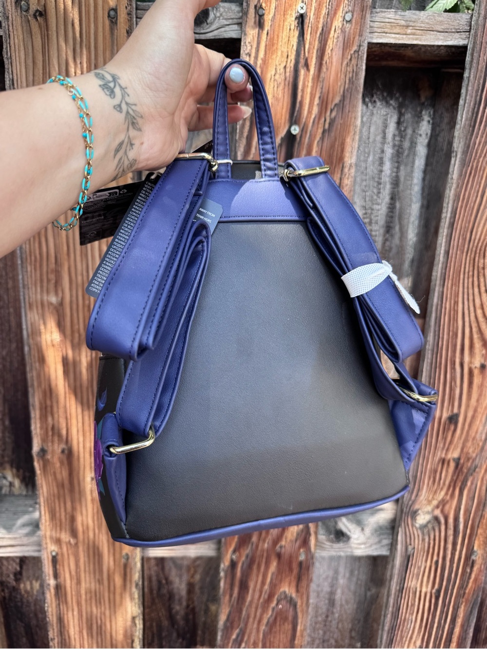 Loungefly Black Maleficent Mini Backpack with Purple & Teal Accents - Picture 3 of 3